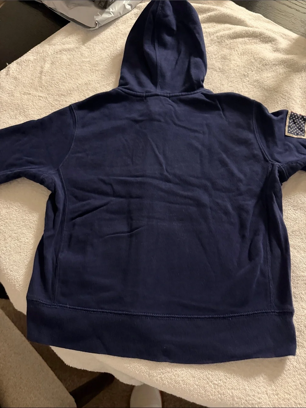 Ralph Lauren Navy Zip-Up Hoodie with Red Pony & USA Patch - Kids